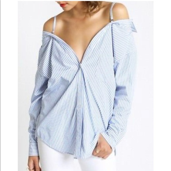 Know. One. Cares. Tops - NWT Striped off the shoulder button down